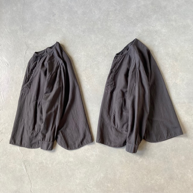 HTS (HARROW TOWN STORES) COTTON LINEN PLAIN OVERDYE HENRY NECK SHIRT