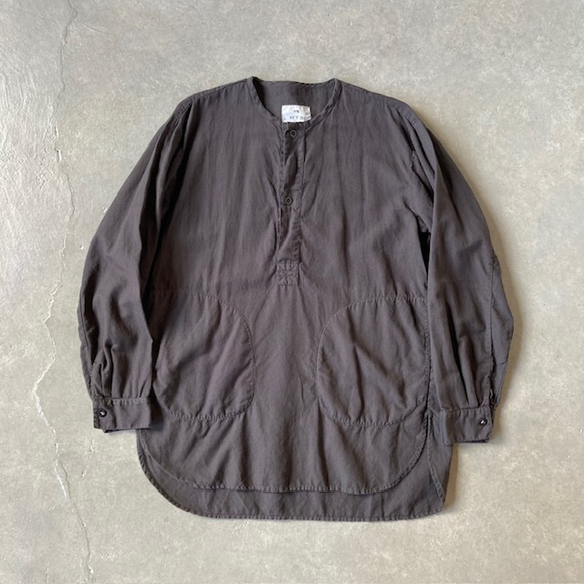 HTS (HARROW TOWN STORES) COTTON LINEN PLAIN OVERDYE HENRY NECK SHIRT