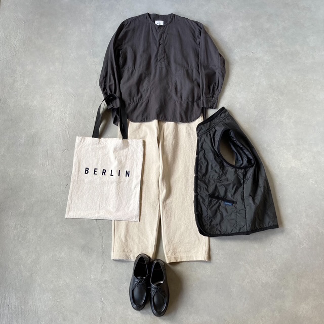 HTS (HARROW TOWN STORES) COTTON LINEN PLAIN OVERDYE HENRY NECK SHIRT