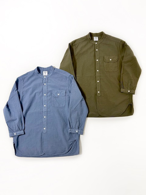 JAMES & CO. COTTON LINEN BAND COLLAR SHIRT