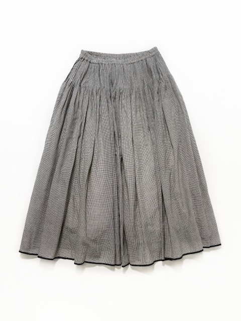maison de soil HANDWOVEN COTTON SINGLE CHECK FLARED SKIRT WITH PINTUCK