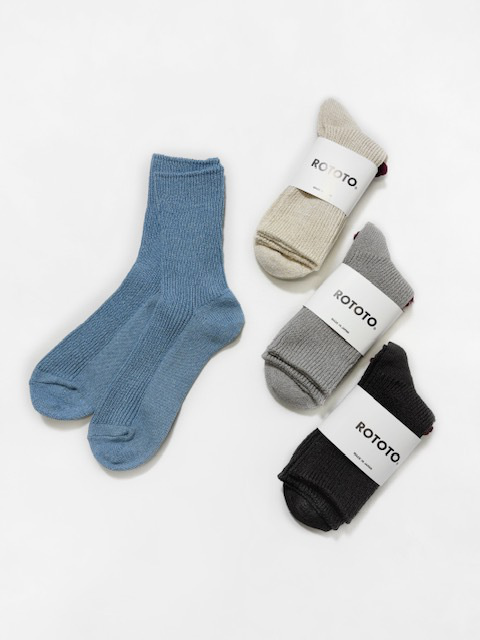 ROTOTO WASHI / RECYCLED COTTON RIBCREW SOCKS