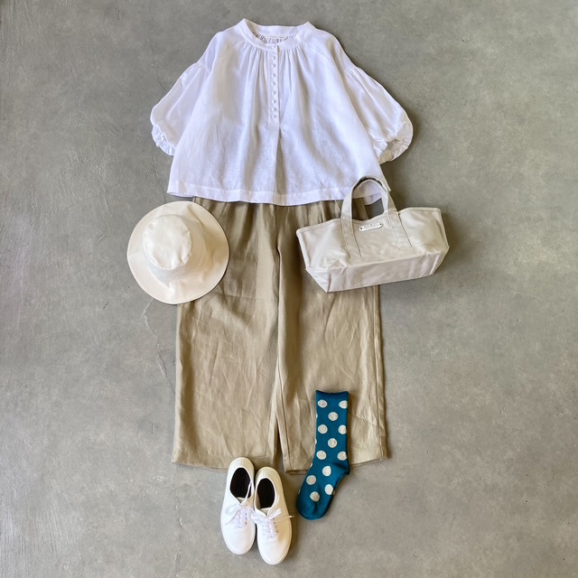 maison de soil LINEN TWILL 2TUCK  WIDE EASY PANTS