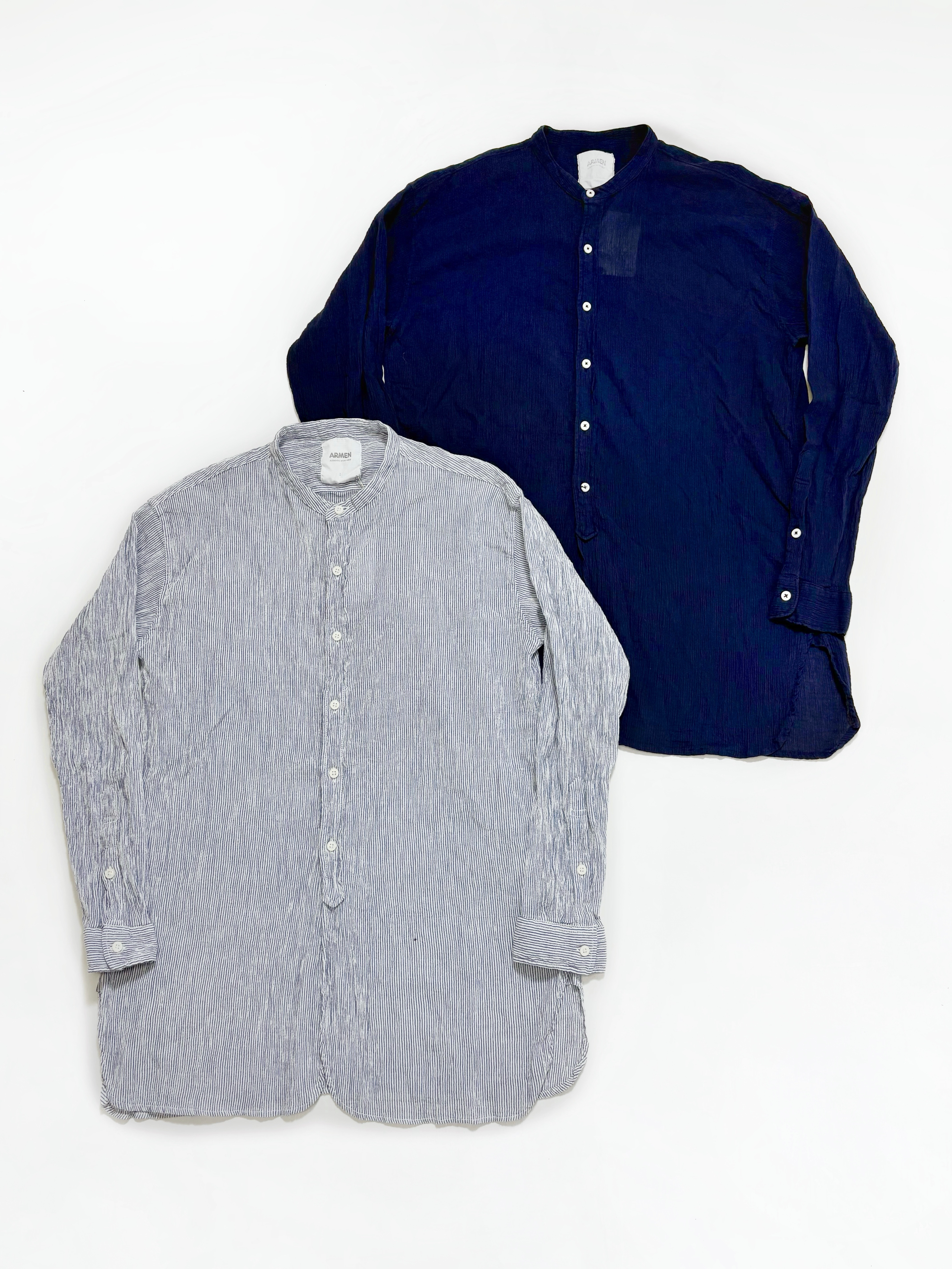 ARMEN SINGLE GAUZE STRIPE OVERDYE UTILITY SHIRT