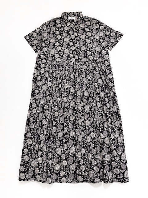 SOIL 80s VOILE TWO TONE FLOWER PRINT REGULAR COLLAR S/SL DRESS