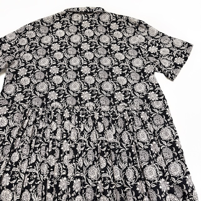 SOIL 80s VOILE TWO TONE FLOWER PRINT REGULAR COLLAR S/SL DRESS