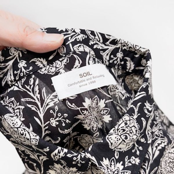 SOIL 80s VOILE TWO TONE FLOWER PRINT REGULAR COLLAR S/SL DRESS