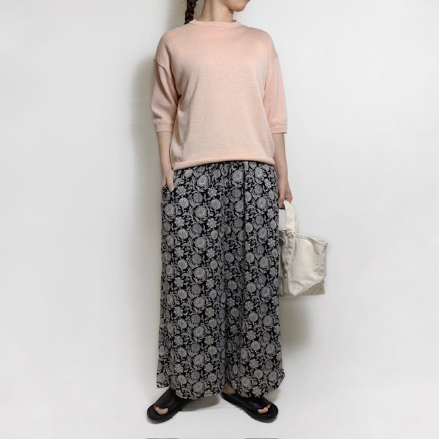 SOIL 80s VOILE TWO TONE FLOWER PRINT WIDE EASY PANTS&nbsp;