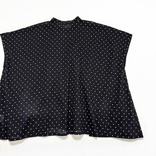 SOIL 80’s COTTON VOILE DOT PRINT BANDED COLLAR FRENCH/SL SHIRT