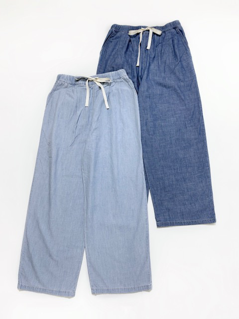 JOHNBULL コットンシャンブレータックワイドパンツ