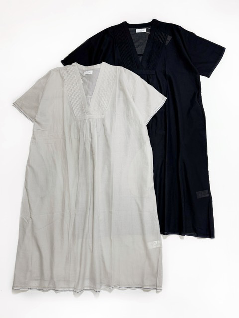 SOIL SUPER FINE VOILE with SELVEGE V-NECK PINTUCK SHORT/SL DERSS