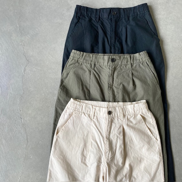 JOHNBULL コットンリネンワンタックイージーパンツ