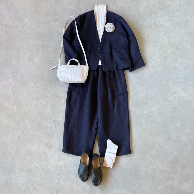 ARTEPOVERA セレモニー リネンポリエステル混 2タックイージーパンツ