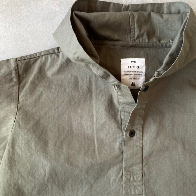 HTS (HARROW TOWN STORES) COTTON HERRINGBONE WASH HOODED PULLOVER SHIRT