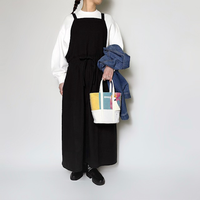 ARTE POVERA インドキルトラリー&フランスシーツMIX NEW ラウンド BAG (M)