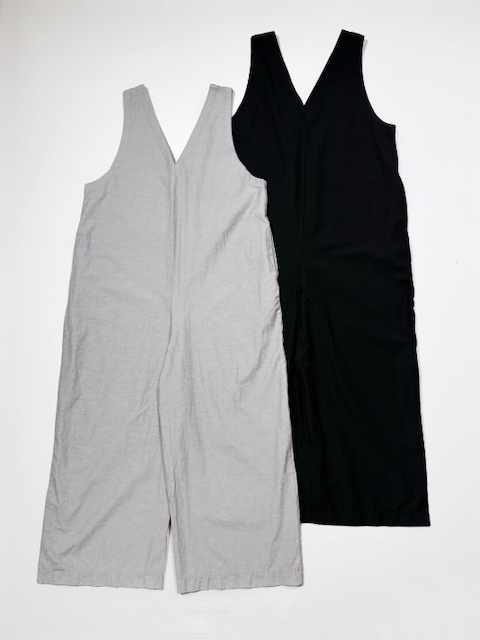 PRIT 綿麻ストレッチVネックオールインワン