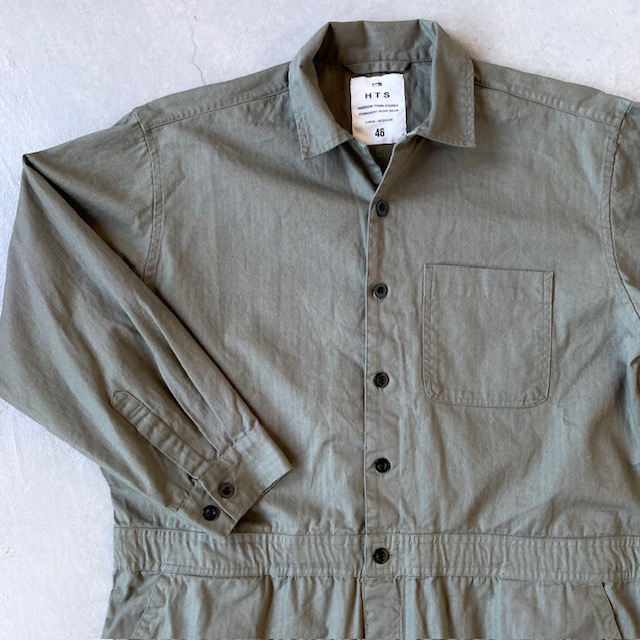 HTS (HARROW TOWN STORES) COTTON HERRINGBONE WASH ONE-UP COLLAR OVERALLS