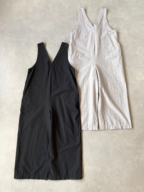 PRIT 綿麻ストレッチVネックオールインワン