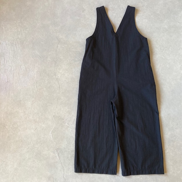 PRIT 綿麻ストレッチVネックオールインワン