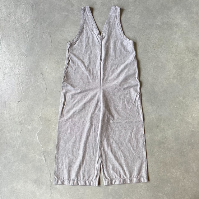 PRIT 綿麻ストレッチVネックオールインワン