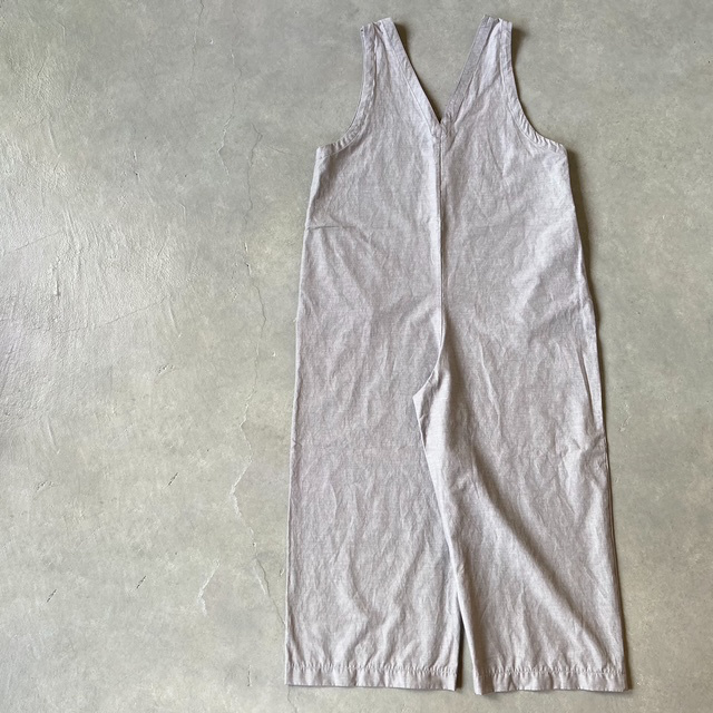 PRIT 綿麻ストレッチVネックオールインワン