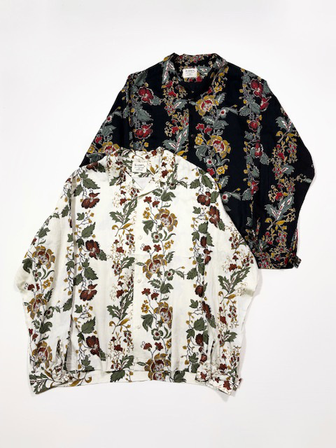 H.UNIT  FLOWER PRINT OPEN COLLAR  LONG SLEEVES SHIRT