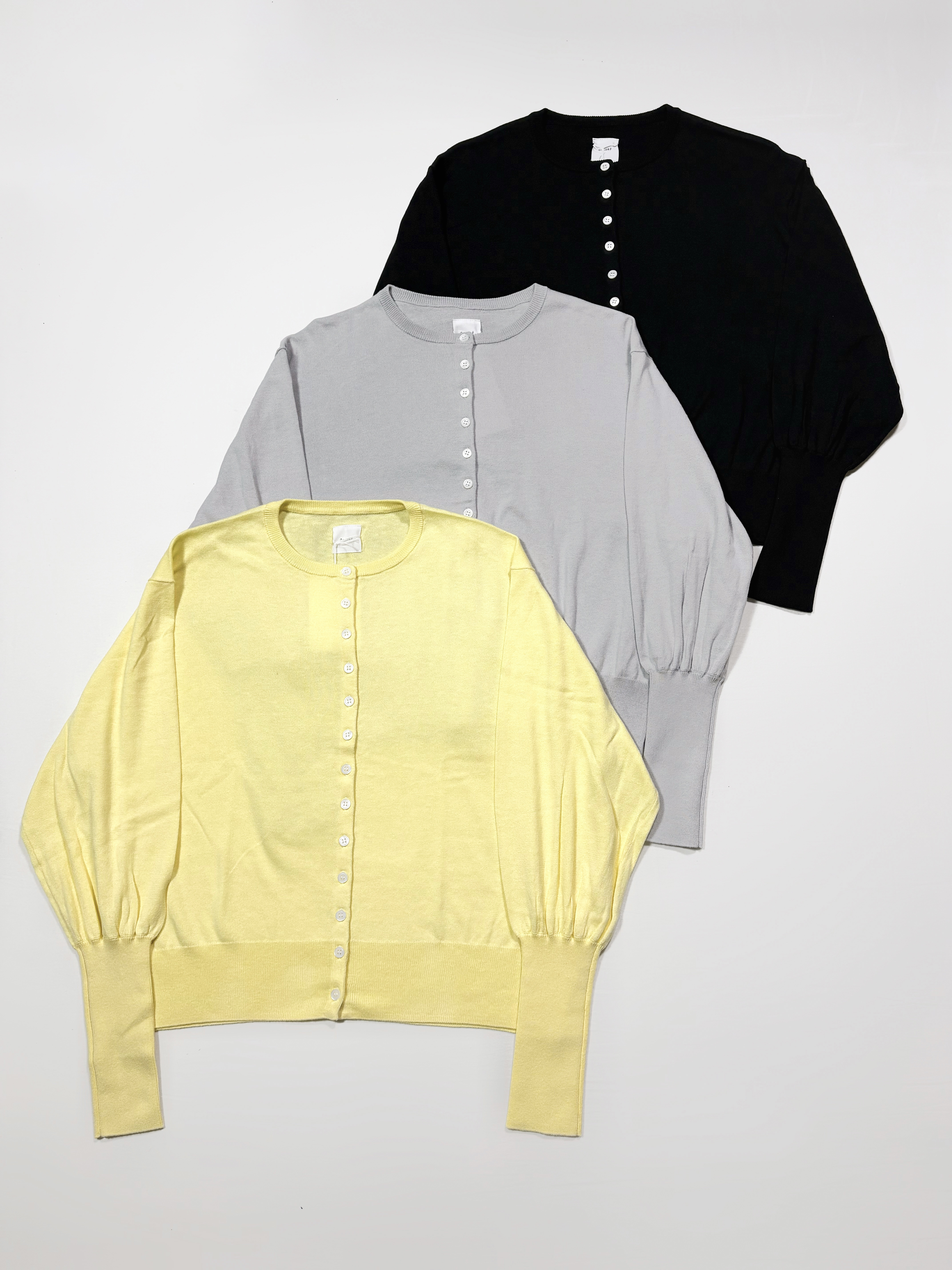 Gauze GATHER SLEEVE KNIT CARDIGAN