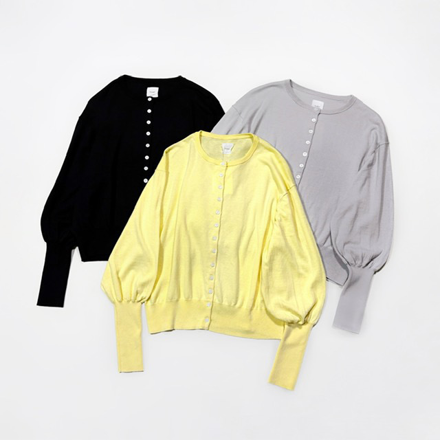 Gauze GATHER SLEEVE KNIT CARDIGAN