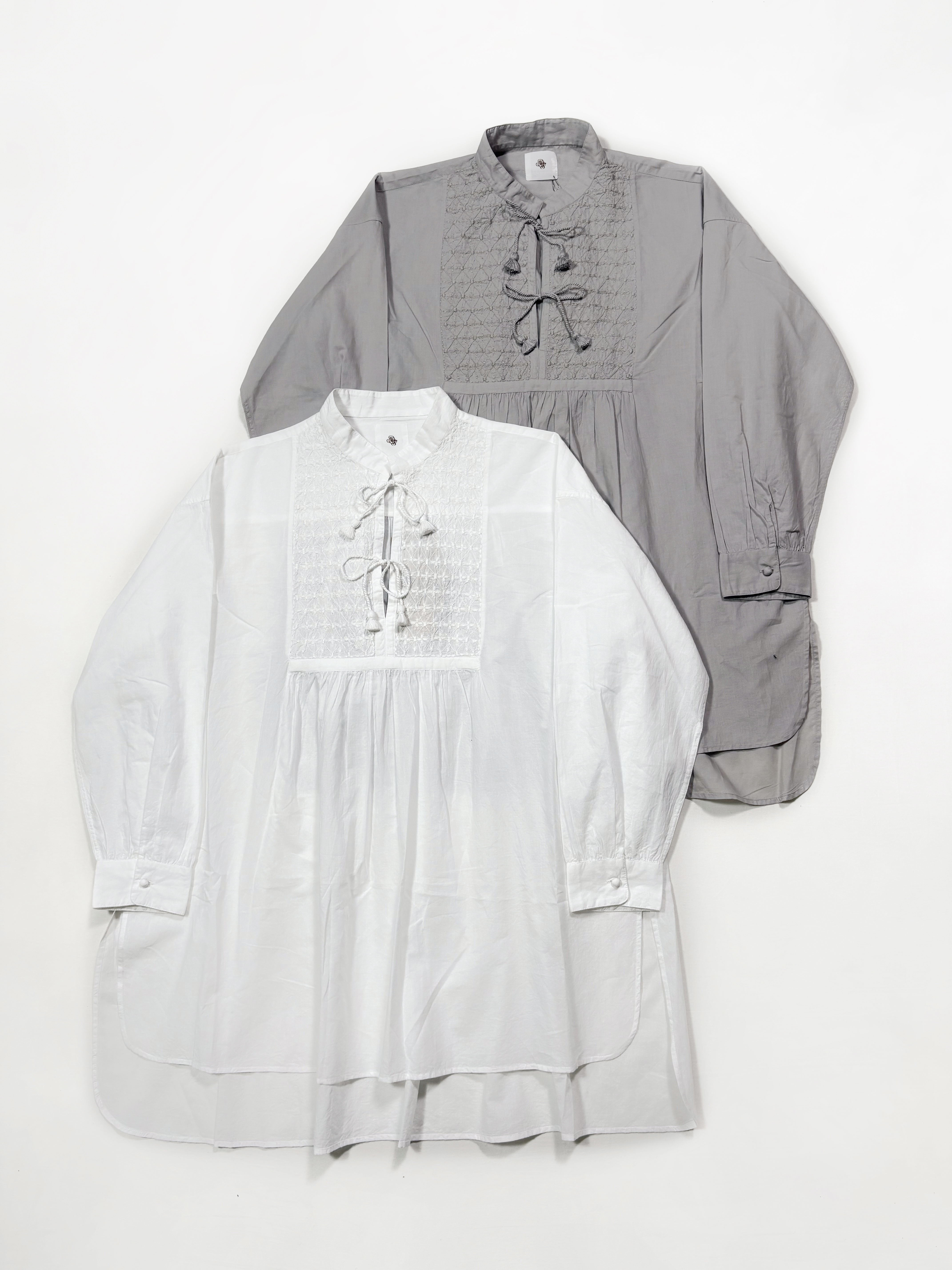 maison de soil 60s ORGANIC CAMBRIC WITH EMB BANDED COLLAR EMB TUNIC