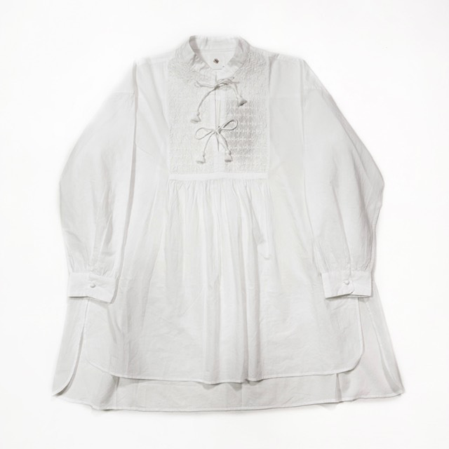 maison de soil 60s ORGANIC CAMBRIC WITH EMB BANDED COLLAR EMB TUNIC