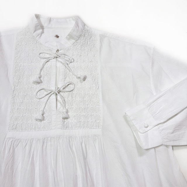 maison de soil 60s ORGANIC CAMBRIC WITH EMB BANDED COLLAR EMB TUNIC